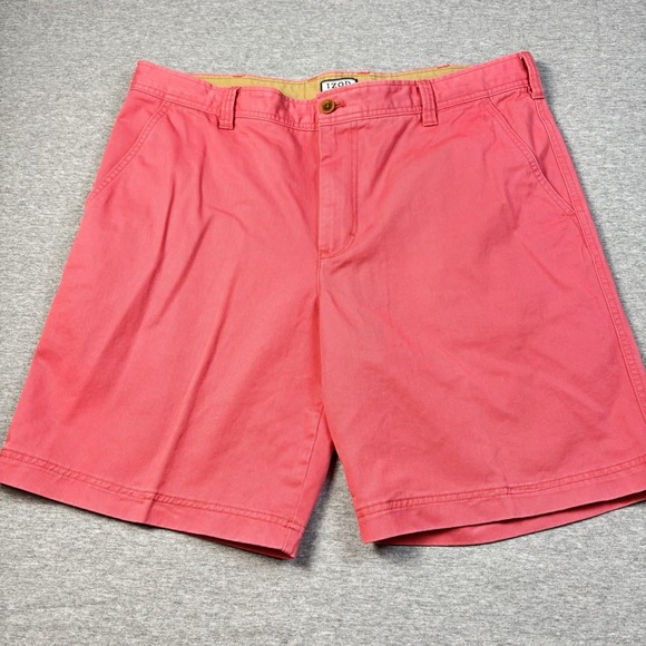 Izod Other - IZOD Saltwater‎ Shorts Mens 38 Vibrant Pink Salmon Chino Stretch Flat Front 38x9